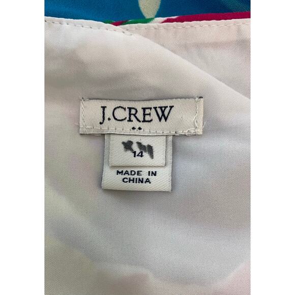 J. Crew Women's Size 14 Abstract Floral Ruffle Top Sleeveless Mini Tank Dress - Picture 5 of 7